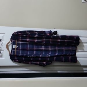 Red, white, blue plaid duster/cardigan